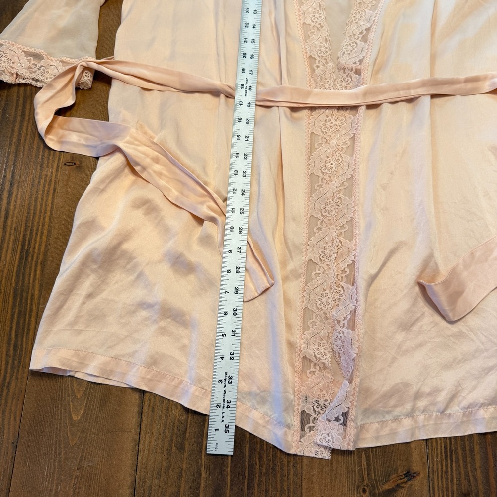 Marilyn Monroe by Warners Pink Silk Robe Women Size M/L Satin Lace - Picture 2 of 8